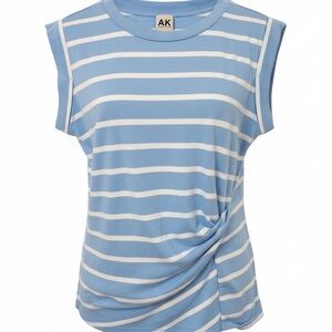 Ann Klein light blue and white stripe top